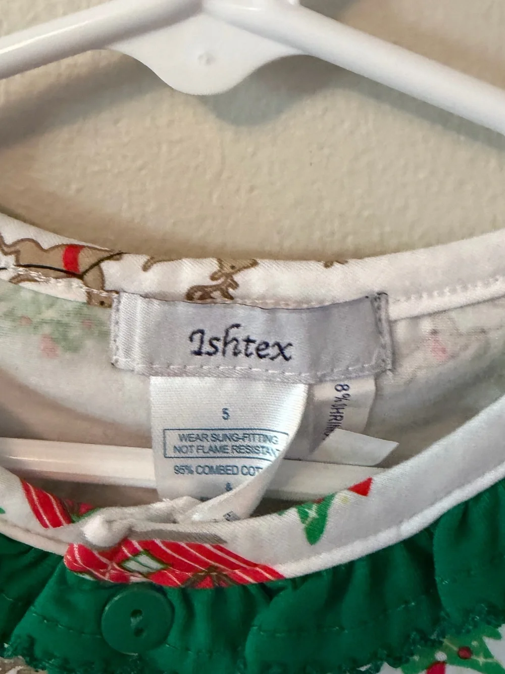 Ishtex Green Trim Holiday Tractor Pajama Set
